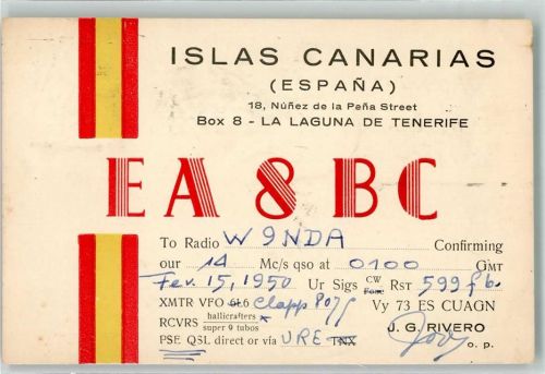 Santa Cruz de Tenerife 1950 KEINE AK Amateurfunk QSL_Karte