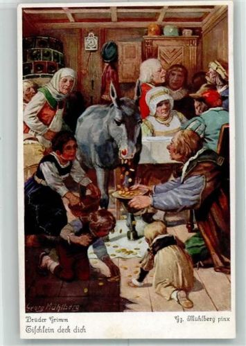 sign. Mühlberg Georg Goldesel Kinder Brüder Grimm Uvachrom Serie 267 Nr.4532