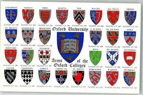 Oxford Oxford Universität Zweige der Oxford Kollegien Informationskarte