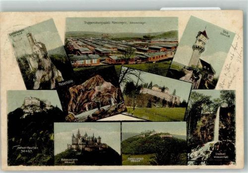 Münsingen 1909 Lichtenstein Barackenlager Teck Schloss Grafeneck Uracher Wasserfall Hohenzollern