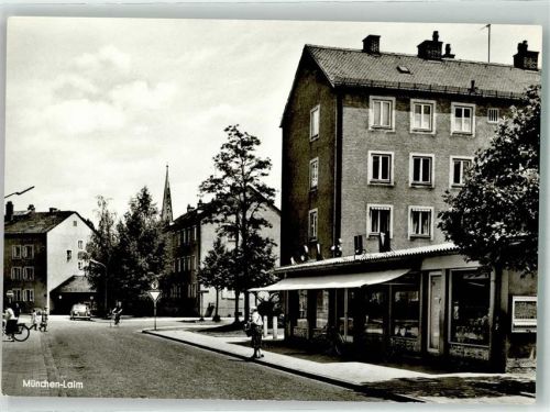 80331 W8000 Laim Foto AK Gesschäft Kirche Auto Straße Fahrrad Zigarettenautomat