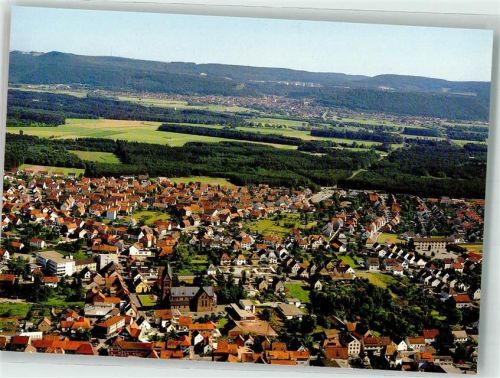 Ramstein-Miesenbach Fliegeraufnahme des Ortes mit Kath. Kirche St. Nikolaus und Sickinger Höhe