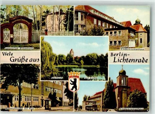 Lichtenrade Sanatorium Birkenhaag Bahnhofstraße Postamt Dorfteich Dorfkirche Kinderkrankenhaus Kunst und Bild 2649