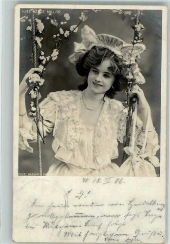Mode Hutmode Spitzen Miss Gerte Millar Schauspielerin Photo Bassano/ London Fotomontage 1906 Foto AK
