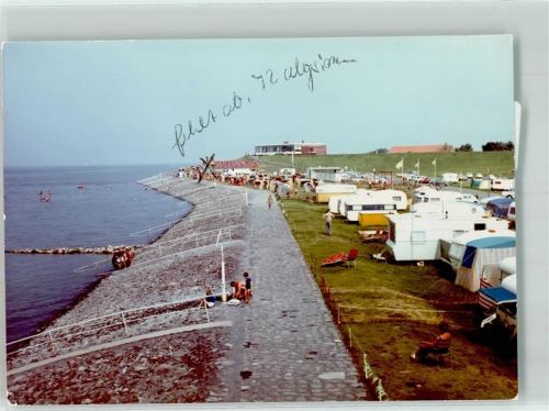 Tossens Foto Original aus Archiv eines Ansichtskartenverlags Campingplatz Beschriftung auf der Bildseite Ort handschriftlich