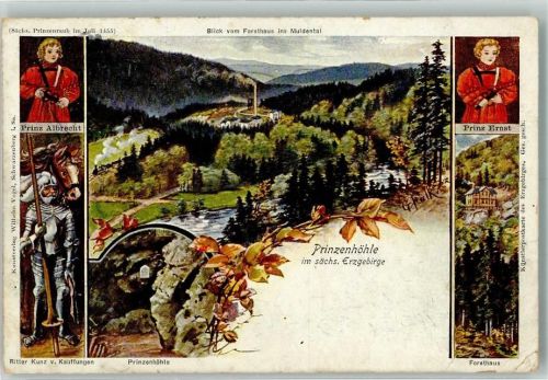 Hartenstein 1912 Prinz Albrecht u. Ernst Prinzenhöhle Forsthaus im Muldental
