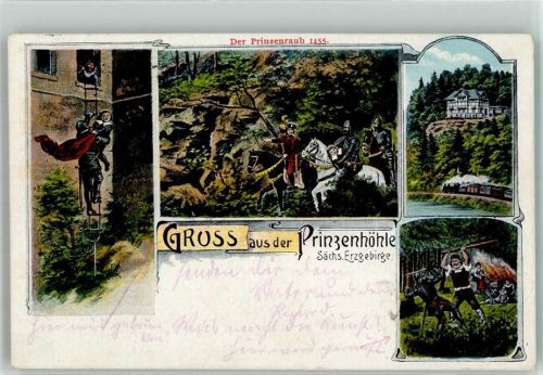 Hartenstein 1922 Der Prinzenraub Forsthaus Prinzenhöhle Eisenbahn Köhler Schmidt Inflationsmarke