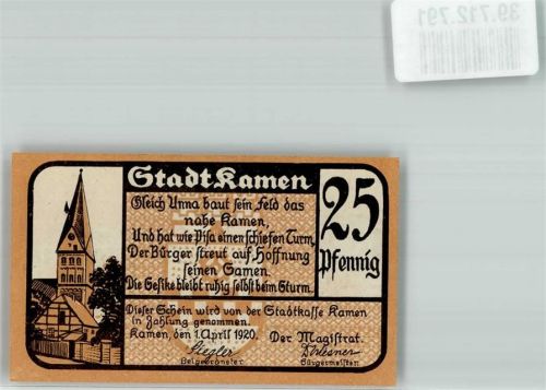 Kamen 1920 25 Pfennig Nr. 153383