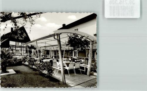 Hemer Gasthaus Terrasse Blumen Ort handschriftlich Foto Original aus Archiv eines Ansichtskartenverlags
