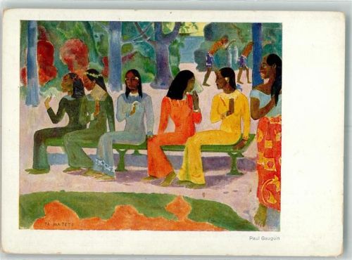 sign. Gauguin Paul Frauen Der Markt Ta Matete 1892 Verlag Hanfstaengl Nr.11