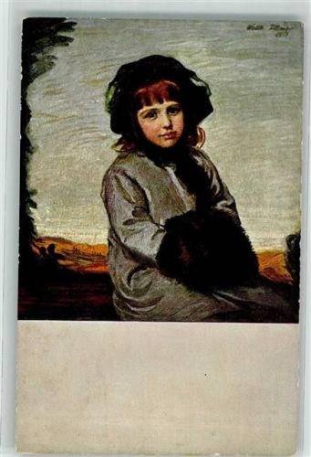 1918 Mädchen Muff Mütze sign. Walter Illner : Hildrut Porträt