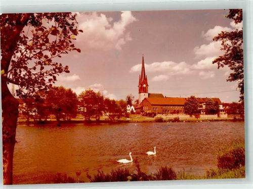63477 W6457 Dörnigheim FOTO KEINE AK Mainpartie Kirche Ort handschriftlich Foto Original aus Archiv eines Ansichtskartenverlags