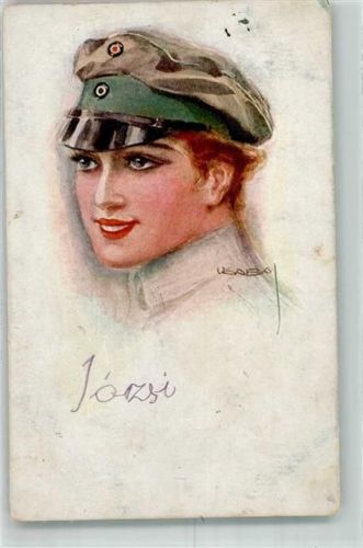 Junge Frau mit der Mütze eines deutschen Landsers PFB 3796/2 Usabal, L. 1929 Gebrauchsspuren