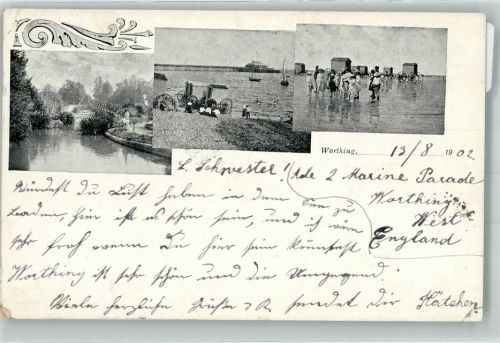 Brighton 1902 - Schwimmbad Strand Badekarren Worthing