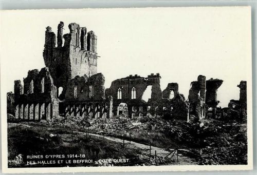 Ypres 1914 WK I Les Halles et le Beffroi Trümmer Ruinen