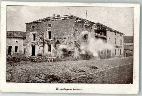1915 Einschlagende Franate Momentaufnahme Feldpost : 10. Bay. Inf. Division 19. Feldart. Regt. 2 Batterie