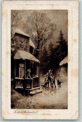 Kinder Hunde Frau Soldat ASM Serie 411 Weihnachtsmann Prägedruck