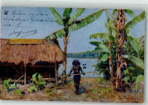 1915 Kolonialkriegerdank Papua in Neuguinea Gemälde von Prof. Peter Paul Müller AK
