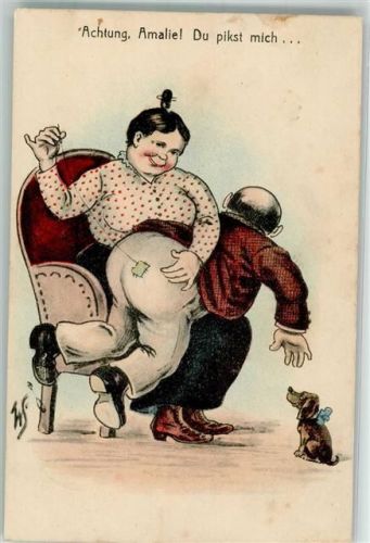 Verlag WSSB Nr. 5 WS + SB Wilhelm S. Schröder Berlin Humor Ehe Flicken annähen Dackel