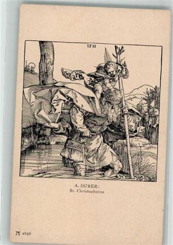 sign. Dürer, A. Verlag Ackermann Nr.2656 Serie 256 Hl. Christophorus Künstlerkarte