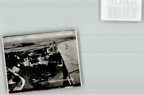 Götterswickerhamm Fliegeraufnahme des Ortes am Rhein mit der Ev. Kirche Foto Original aus Archiv eines Ansichtskartenverlags Ort handschriftlich