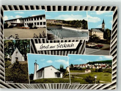 Seckach Seckachtalschule Schwimmbad Neubausiedlung Kapelle Kirche St. Sebastian Ev. Kirche Fotograf Siegfried Würzberger