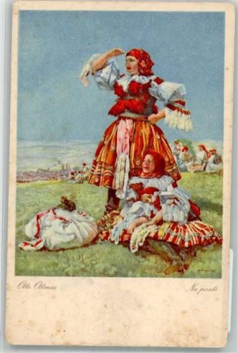 sign. Otto Ottmar Tracht Frau Trachten Ungarn Künstlerkarte