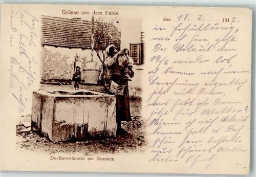 Dorfbewohnerin am Brunnen Sächsische Verlagsanstalt No. 5212 Östlicher Kriegsschauplatz 1917