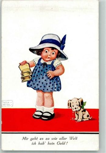 Verlag WS + SB Nr. 4770 Comic Kind Geldbörse leer , Hund weint