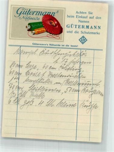 Gutach Gütermann's Nähseide Bestellzettel KEINE AK