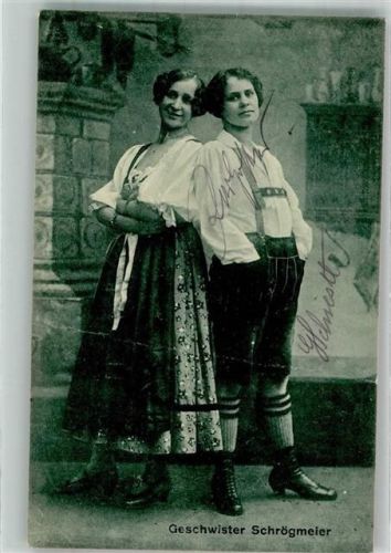 1920 Geschwister Schrögmeier in Trachten Oberbayr. Sänger Schuhplattler