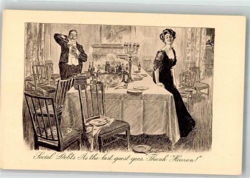sign. Gibson Charles Dana Soziale Schulden Gedeckter Tisch Pictorial Comedy