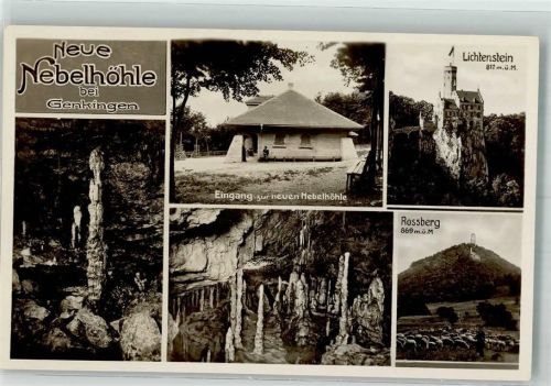 72820 W7419 Genkingen Foto AK Neue Nebelhöhle Burg Lichtenstein Rossberg