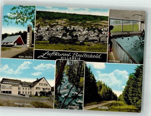 35767 W6349 Breitscheid , Hess - Kath. Kirche Schwimmbad Pension Kolb