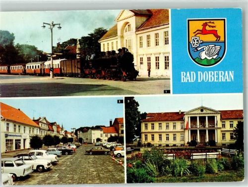 Bad Doberan 1977 Eisenbahn Dampflokomotive Bäderbahn Auto Wappen Kurhaus
