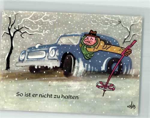 Altötting sign. Kollatz Mann maövriert sein Auto mit Skistock durch den Winter Volkswagenhändler Franz Vogl