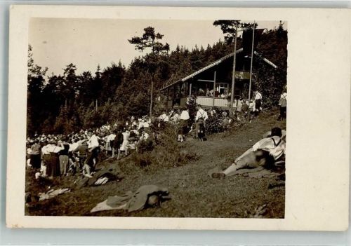 Ereignis in den Bergen , Berghütte, Männer in Lederhosen Besondere Karte 1930
