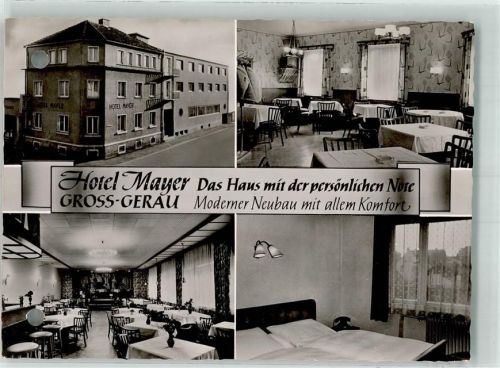 64521 W6080 Groß-Gerau Gebrauchsspuren Hotel Meyer gelocht FOTO AK