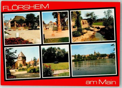 Flörsheim Gasthaus zum Hirsch Berliner Brunnen Mainstein Heimatturm Mainufer