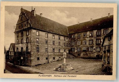 Fladungen Rathaus Forstamt Zehnthaus Brunnen Fotograf Otto Weber