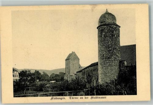 Fladungen 1915 Schiefeturm an der Stadtmauer Fotogaf Fritz Koch
