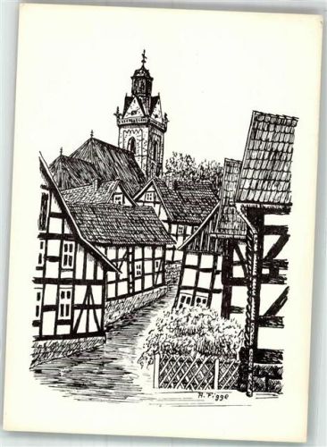 Korbach sign. Figge A. Im Tempel m.Blick auf St. Kilianskirche