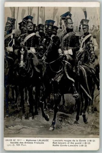 1911 sign. Lalauze, Alphonse Kavalleristen der Roten Garde von 1812 Künstlerkarte