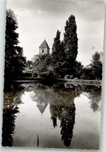 Achern Stadtgarten mit Pfarrkirche Unserer Lieben Frau Foto Original aus Archiv eines Ansichtskartenverlags Ort handschriftlich