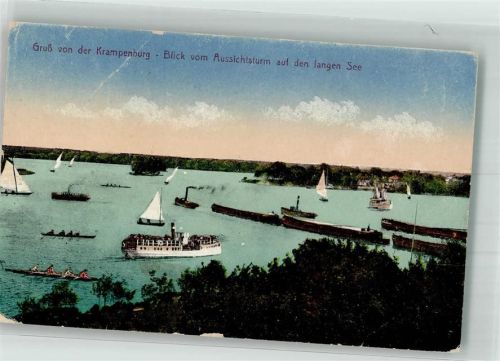 Schmöckwitz 1920 Hafen Dampfschiff Segelboote Blick von der Krampenburg