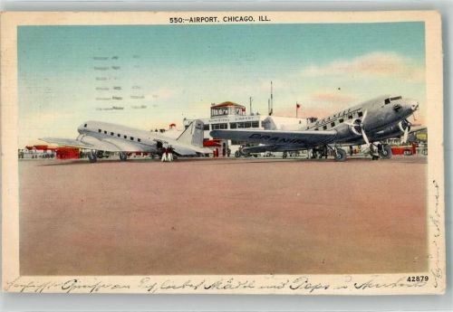 Chicago 1939 Zwei TWA Douglas DC-3 Flugzeuge auf dem Flugfeld