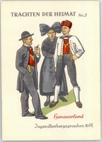Herbergsgroschen , Feuerstein, F. , Hanau , Trachten der Heimat No.5