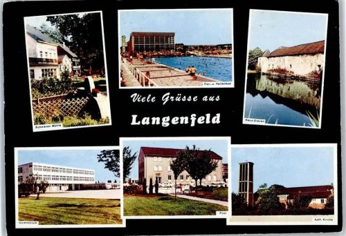 40764 W4018 Langenfeld (Rheinland) - Gymnasium , Postamt , Schwimmbad