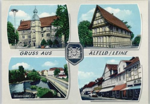31061 W3220 Alfeld (Leine) - Rathaus, Heimatmuseum, Leinebrücke, Leinstraße