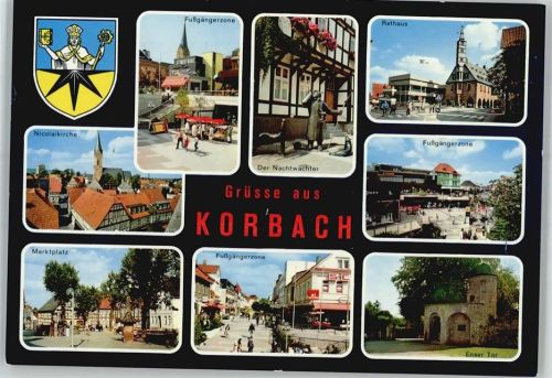 Korbach Emser Tor Rathaus Nicolaikirche Der NAchtwächter Wappen